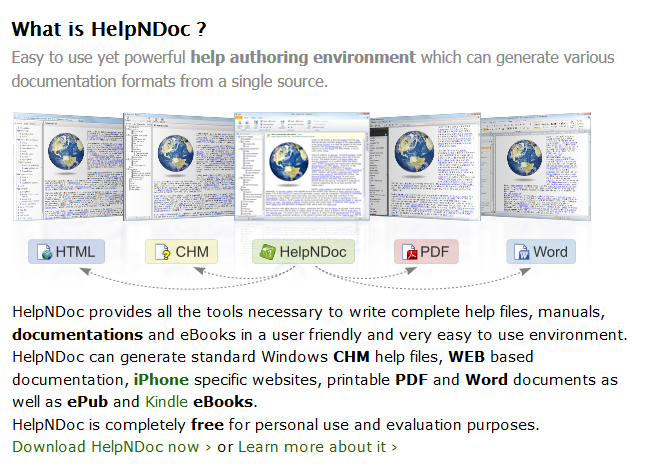 tools creation of user documentation like helpndoc